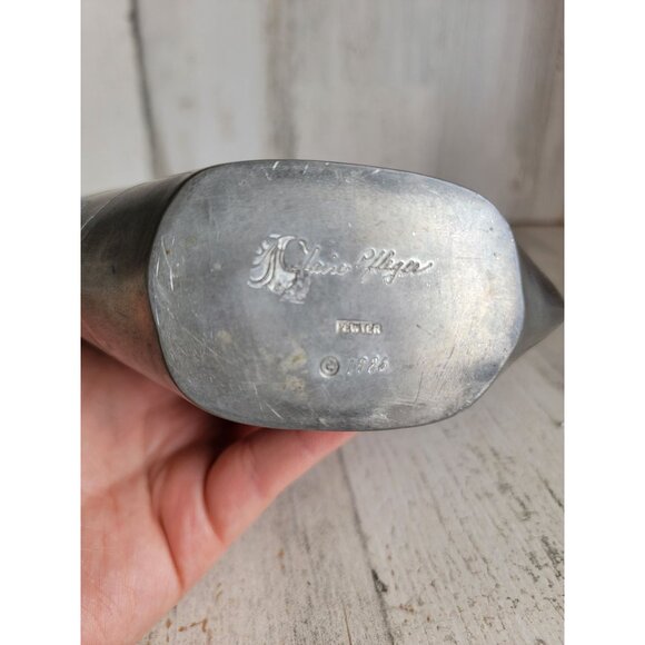 Claire Pfleger pewter 1986 large metal flask art piece vintage people walkway - Picture 10 of 11